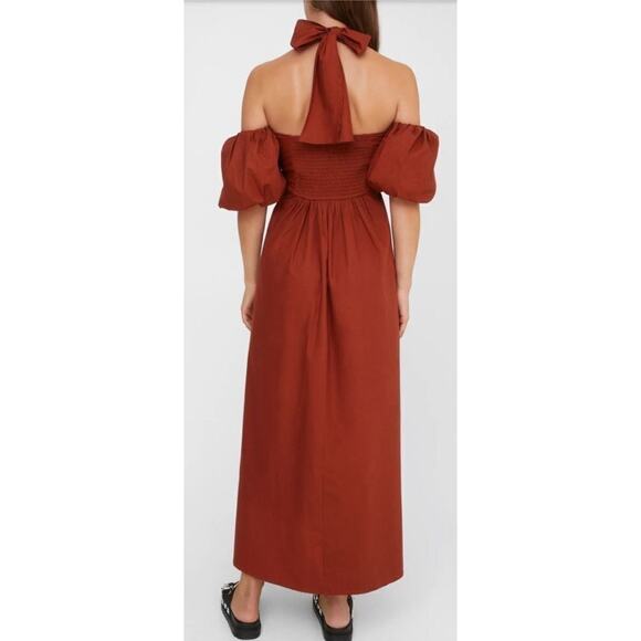 Nasty Gal NWT halter cut out puff sleeve maxi dress in rust gorgeous size 2 - Picture 3 of 9